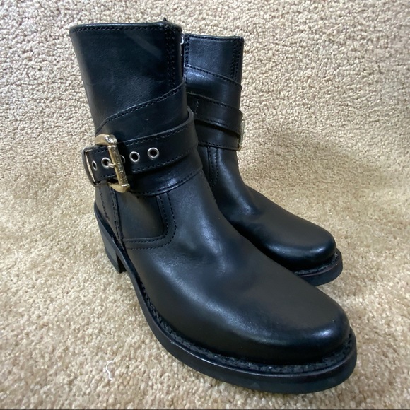 HARLEY DAVIDSON Womens Riding Boots Sz 6.5 Black Ankle Zip Up Buckle 84181 Biker - Picture 4 of 9